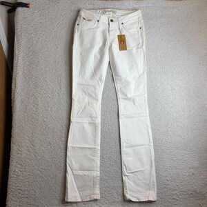 Robins Jean Marilyn White Gold Wing Studded Straight Leg Pants SP8072 Size 27